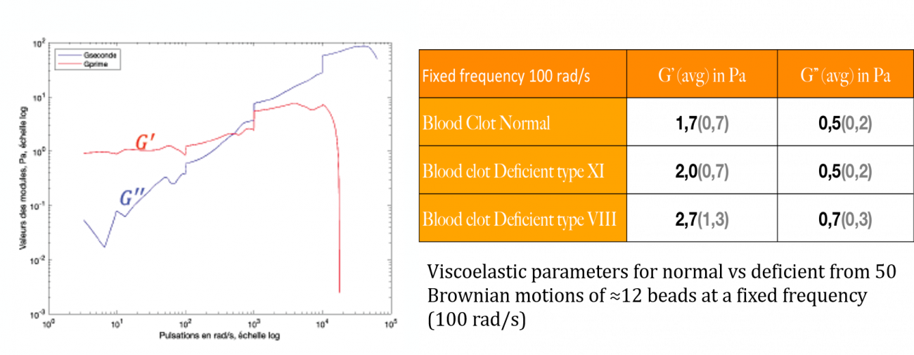 Mesure des paramètres viscoélastique dans des caillots sanguin